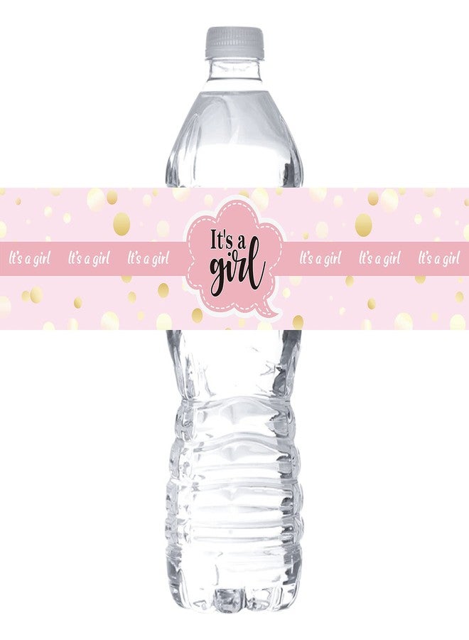 MonMon & Craft Pink It's A Girl Water Bottle Stickers/Gender Reveal Bottle Wrappers/Baby Shower Girl's Birthday Party Water Labels Supplies (Set of 32) - Image 1